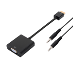 Converter HDMI - VGA + audio - Ingresso HDMI maschio  - Include connettore jack 3'5mm maschio-maschio da 1 metro - Uscita SVGA (D-Sub 15) + jack 3'5mm femmina - Supporta il segnale di uscita 1080p - Supporta HDCP 1.2