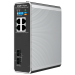 Reyee Switch Industriale PoE Cloud Layer 2 - 4 porte RJ45 Gigabit + 2 porte SFP Gigabit - 4 Porte PoE+ 30W + 1 Porte Hi-PoE 90W - PoE esteso (porte 5~8) / Port Isolation - VLAN/ERPS/Loop Prevention/Watchdog/DHCP Snooping - Montaggio su guida DIN