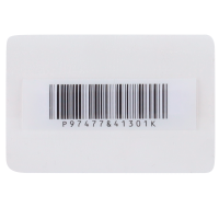 Protezione elettronica antitaccheggio EAS - AM 58 kHz | 3 risonatori e codice a barre - Etichetta curva morbida con adesivo - Dimensioni: 60 (H) x 40 (I) mm - Compatibile con le antenne AM - Scatola di 500 unità