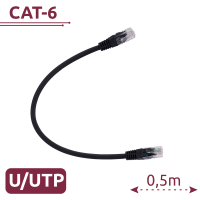 Cavo UTP - Ethernet - Connettori RJ45 - Categoria 6 - 0,5 m - Colore nero