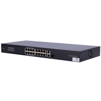 Uniview Switch PoE Cloud Managed - 16 PoE802.3af/at + 1 uplink RJ45 +1 uplink Combo - 18 RJ45 10/100/1000Mbps + 1 SFP 10/100/1000 - 30W per porta 802.3af/at / Massimo 250W - VLAN/Port Isolation/Loop Detection - Limite di Velocità della Porta