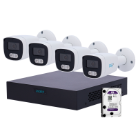 Kit di videosorveglianza Uniarch - NVR a 8 canali IP | 1 TB HDD - 4 Telecamere bullet IP67 - Plug & Play | UMD | PoE - Rilevamento di Persone e Veicoli - Interfaccia WEB, CMS, Smartphone e NVR