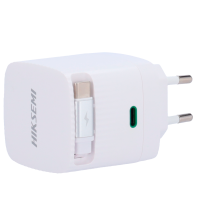 Hikvision - Cargador USB - Potencia 67W | Con tecnología GaN - Carga rápida - Salidas 1 x USB-C, 1 x USB-C cable - Color blanco