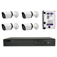 Safire - Kit preconfigurato TVCC - 1 x HTVR3104 1080PLite/720P (25FPS) - 1080PLite/720P (25FPS) - 1 x HD1TB Disco Duro 1TB - 4 x SF-CV033KIB-F4N1 - Telecamera bullet PRO 1080P 3.6 mm