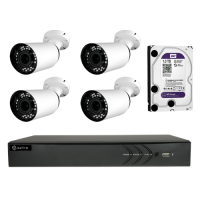 Safire - Kit preconfigurato TVCC - 1 x HTVR3104 1080PLite/720P (25FPS) - 1080PLite/720P (25FPS) - 1 x HD1TB Disco Duro 1TB - 4 x SF-CV133VKIB-F4N1 - Telecamera bullet PRO 1080P 2.8~12 mm