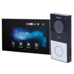 Kit videocitofonico su base LINUX - IP & WiFi | Postazione esterna e monitor - Audio bidirezionale Crystal Clear - Lettore MF, NFC e BLE | PoE standard - 1 uscita relè | Manutenzione Cloud - Collegamento monitor e postazione esterna tramite Cloud