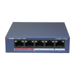 Interruttore da tavolo Hikvision - 4 Porte PoE + 1 porta Uplink (RJ45) - Velocità 10/100 Mbps - Fino 35W in totale per tutte le porte - Compatibile con PoE IEEE802.3af