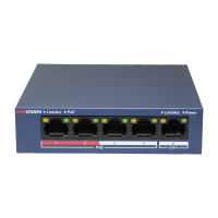 Interruttore da tavolo Hikvision - 4 Porte PoE + 1 porta Uplink (RJ45) - Velocità 10/100 Mbps - Fino 35W in totale per tutte le porte - Compatibile con PoE IEEE802.3af