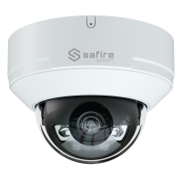 Safire Smart - Telecamera Dome IP gamma E1 Intelligenza Artificiale - Risoluzione 6 Megapixel (3200x1800) - Ottica 2.8 mm | Audio IN | IR e Luce Bianca 50m - IA: Classificazione di persone e veicoli - Waterproof IP67 | PoE (IEEE802.3af) | P2P
