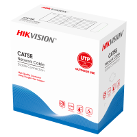 Hikvision cavo UTP categoria 5E - Conduttore OFC, 99,5% rame - Materiale PVC - Distribuito in scatola di cartone da 305m - Copertura speciale per esterno