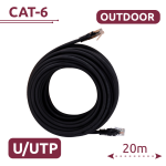 Cable UTP - Ethernet - Conectores RJ45 - Categoría 6 - Cubierta especial para exterior ( Negro ) - 20 m