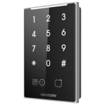 Lettore di accesso - Accesso tramite scheda MF DESFire, QR e PIN - Indicatore a LED e acustico - Wiegand 26/34 | RS485 - Compatibile con i controller Hikvision - Adatto per esterni IP65