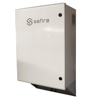 Armario de poliéster carga rápida Solar - Diferencial, magnetotérmico y SPD - Dimensiones exteriores 80x60x30cm - Switch 8 puertos POE | Bandeja fusión de fibra - Grado de protección IP55 / Carril DIN  - Carga rápida 17 amperios/hora