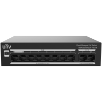 Uniview Switch PoE Cloud Gestionable - 8 PoE802.3af/at + 2 uplink RJ45  - 8 RJ45 10/100 Mbps + 2 RJ45 10/100/1000 Mbps - 30W por puerto 802.3af/at / Máximo 120W - VLAN/Port Isolation/Loop Detection - Port Speed Limit