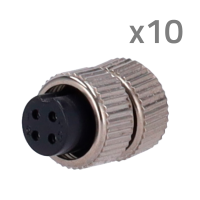 Conector M12 Hembra para soldar - Streamax compatible - 10 Unidades por bolsa - 4 Pines