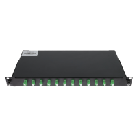 Patch panel de fibra  - 12 puertos LC/APC Duplex - Bandeja de empalme (sin pigtail) - Formato enrackable - Tamaño 1U para facilitar la instalación