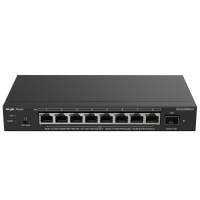 Reyee Switch PoE Cloud Capa 2 - 8 puertos PoE MultiGigabit+ 1 10Gbps SFP+ -  PoE 802.3af/at hasta 30w / Máximo 130W - Static LAG/DHCP Snoop/Port Mirror - VLAN/Port Isolation/PoE Watchdog - Enrackable