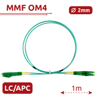 Cable de conexión de fibra óptica - Fibra multimodo OM4 - Conector LC APC dúplex - Longitud 1m - Cubierta LSZH - Compatibilidad genérica
