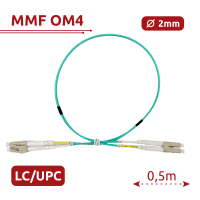 Cable de conexión de fibra óptica - Fibra multimodo OM4 - Conector LC UPC dúplex - Longitud 0.5m - Cubierta LSZH - Compatibilidad genérica