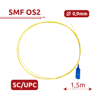 Pigtail de fibra óptica - Fibra monomodo OS2 - Conector SC UPC simplex - Longitud 1.5m - Cubierta LSZH - Compatibilidad genérica