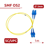 Cable de conexión de fibra óptica - Fibra monomodo OS2 - Conector SC UPC dúplex - Longitud 1m - Cubierta LSZH - Compatibilidad genérica