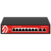 Safire Switch Hi-PoE - 8 porte PoE + 2 Uplink RJ45 - 10x 10/100/1000Mbps - 7 Porte PoE+ 30W + 1 Porte Hi-PoE 60W - PoE Watchdog - Fino a 115W Potenza PoE totale