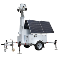 Trailer ad alimentazione autonoma per TVCC  - Pannello solare da 2x600W - Batteria al Litio LiFePo 12000Wh - Palo telescopico fino a 9m - IP65 - Gancio traino e freno a mano manuale - MONTAGGIO NON INCLUSO