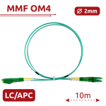 Cavo di collegamento in fibra ottica - Fibra multimodale OM4 - Connettore LC APC duplex - Lunghezza 10m - Copertura LSZH - Compatibilità generica