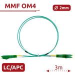 Cavo di collegamento in fibra ottica - Fibra multimodale OM4 - Connettore LC APC duplex - Lunghezza 3m - Copertura LSZH - Compatibilità generica